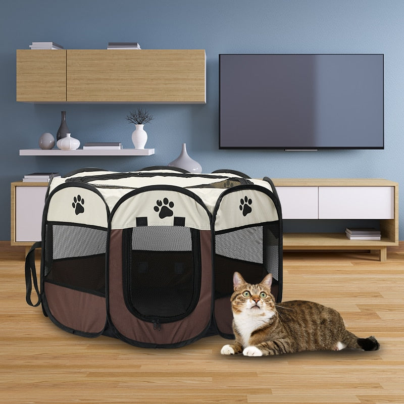 Portable Pet Cage Folding Pet Tent Outdoor Dog House Octagon Cage For Cat Indoor Playpen Puppy Cats Kennel Easy Operation