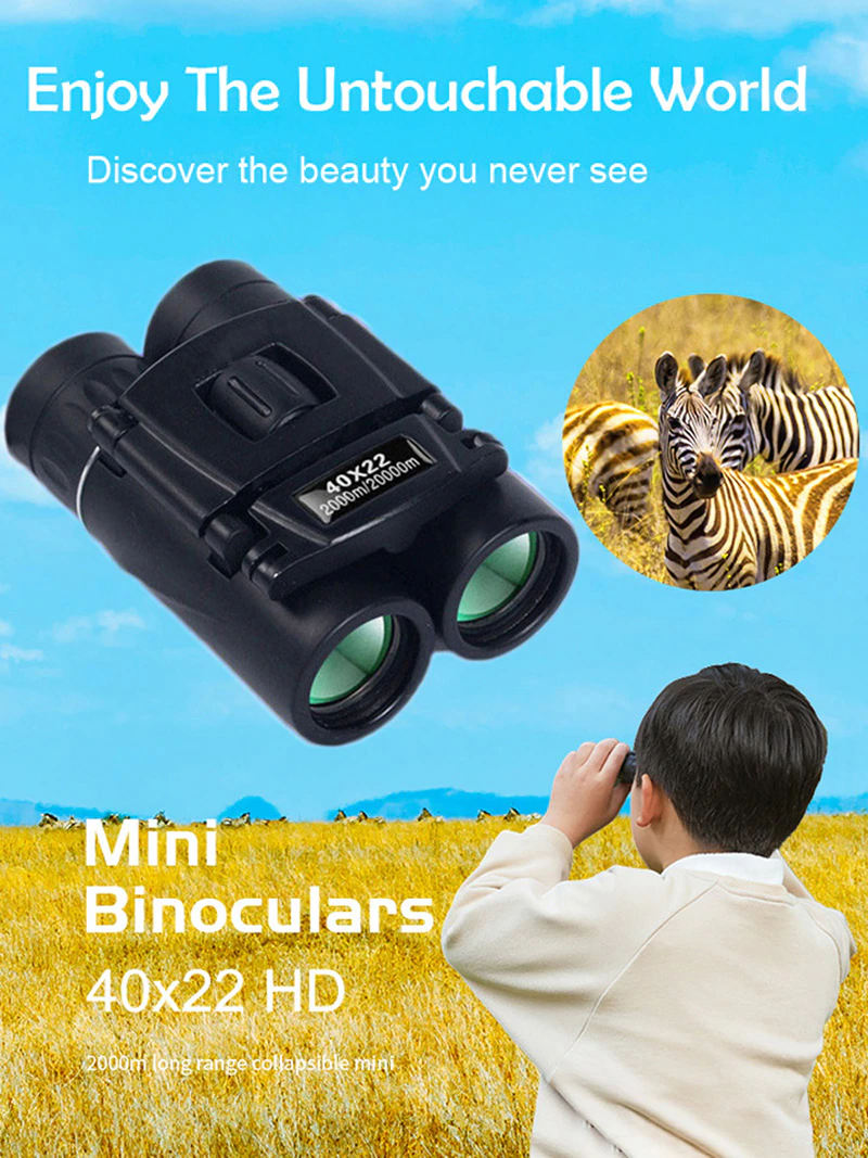 40x22 HD Powerful Lightweight Binoculars 2000M Range Folding Mini Telescope