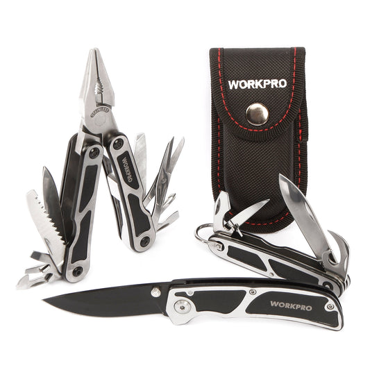 WORKPRO 3PCS Survival Tool Kits Multi Plier Multifunction Knife