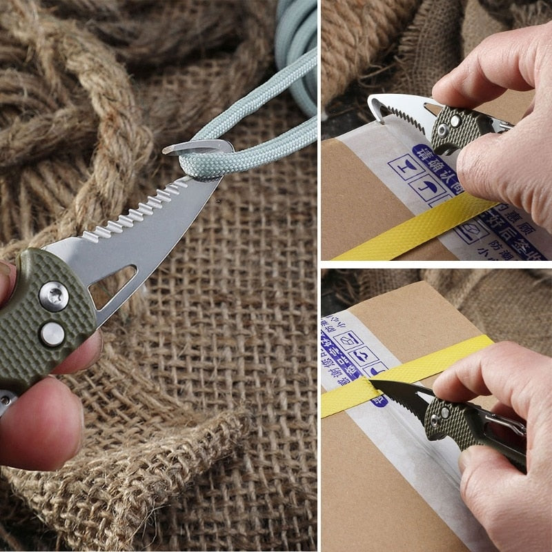 Portable Multifunctional Express Parcel Knife, Keychain, Serrated Hook